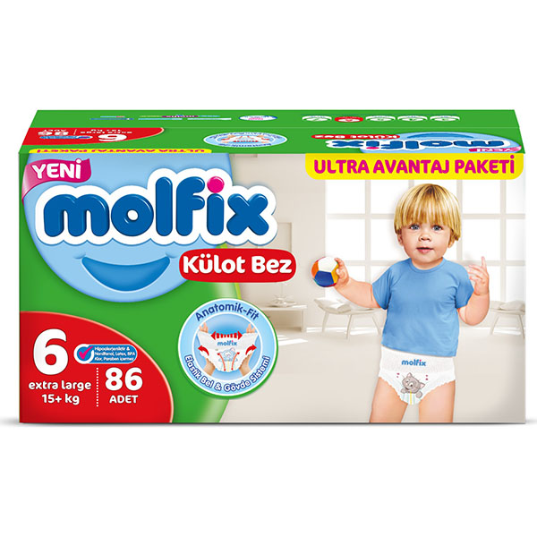 پوشک شورتی مولفیکس سایز 6 بسته 86 عددی | اصل ترکیه