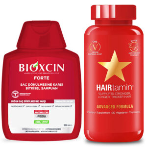 پکیج ضد ریزش مو شامپو بیوکسین و هیرتامین | مناسب انواع مو