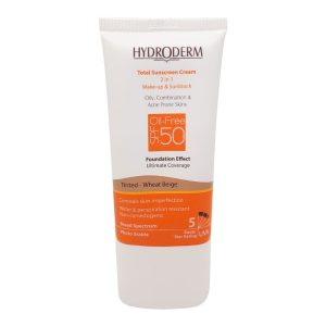 ضد آفتاب فاقد چربی با پوشش کرم پودری spf50 کاراملی هیدرودرم