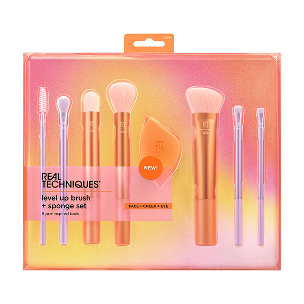 ست براش 7 عددی همراه با پد ریل تکنیک Realtechniques Level Up Brush Spomge Set 8pro