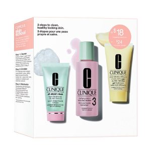 پک مراقبت از پوست چرب و مختلط کلینیک Clinique Skin School Supplies Routine Double Nettoyage 3 pc