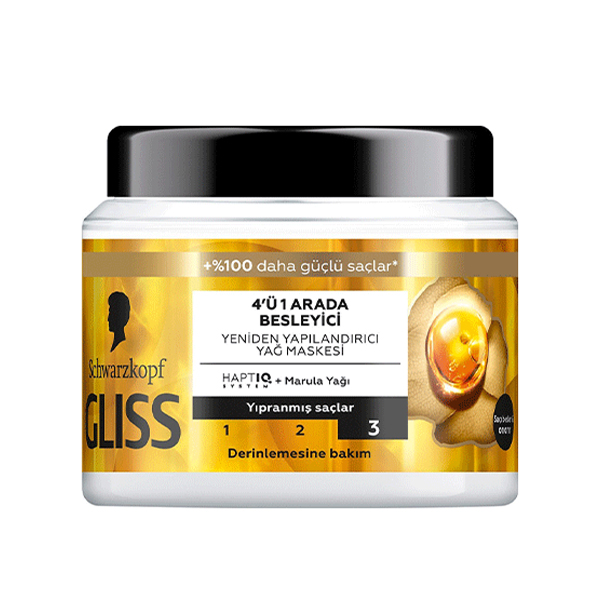 ماسک مو مغذی مو های آسیب دیده گلیس Gliss Reconstructive Oil Mask 400Ml