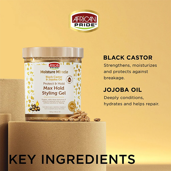 ژل مو روغن کرچک و جوجوبا افریکن پراید